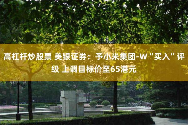 高杠杆炒股票 美银证券：予小米集团-W“买入”评级 上调目标价至65港元