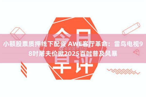 小额股票质押线下配资 AWE客厅革命：雷鸟电视98吋屠夫价掀2025百吋普及风暴