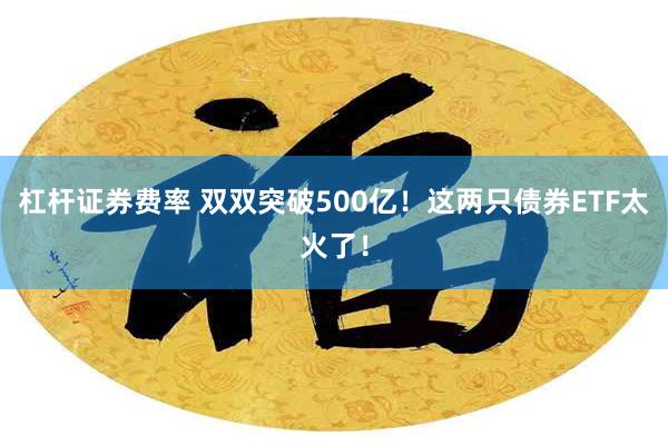 杠杆证券费率 双双突破500亿！这两只债券ETF太火了！